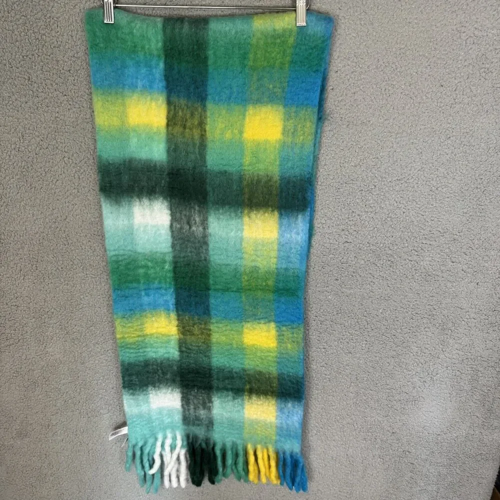 Talbots Scarf Womens 16x72 Blue Green Plaid Acrylic Nylon‎ Blend NWT